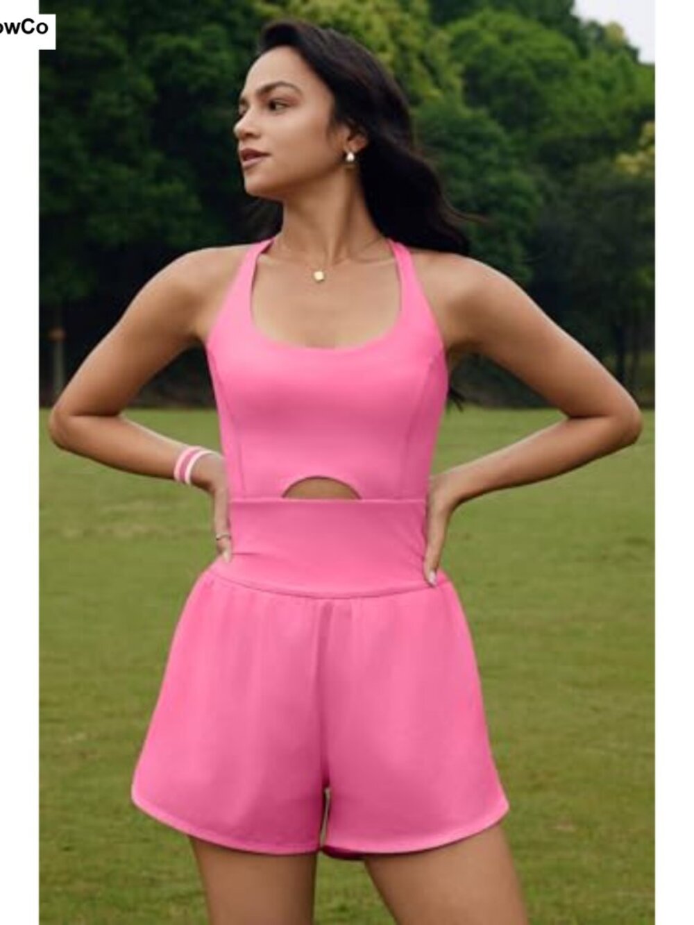 Women's Athletic Onesie Romper with Cutout Top - Sleeveless Running Jumpsuit - Picture 2 of 6